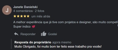 Avaliação de cliente Martin Projetos 5