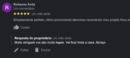 Avaliação de cliente Martin Projetos 9
